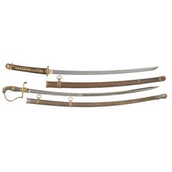 One WWII Japanese Officer's and One German Artillery Sword