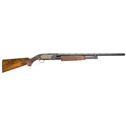 Exhibition Quality Angelo Bee Master Engraved Gold Inlaid Winchester Model 12 Pigeon Grade Slide Act