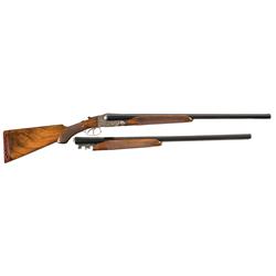 Engraved Ithaca Minier Model Grade 3 Side by Side Hammerless Two Barrel Set Shotgun