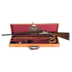 Cased Engraved W & C Scott Side Lock Double Barrel Hammerless Shotgun