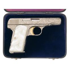 Cased Engraved Belgian Browning Model 1910 Semi-Automatic Pistol
