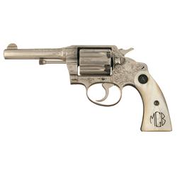 Rare Factory Engraved Colt Police Positive revolver with Factory Letter and Factory Steer Head Carve