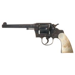 Factory Engraved Colt Army Special Revolver with Factory Letter and Steer Head Carved Pearl Grips