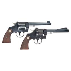 Two Colt Officers Model Double Action Revolvers -A) Scarce Colt Officers Model Heavy Barrel Target R