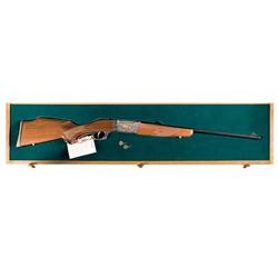 Cased Engraved Gold Inlaid Savage Model 99CE Centennial Edition Lever Action Rifle with Box