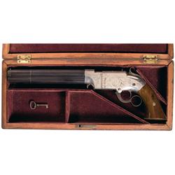 Magnificent Factory Cased and Engraved Volcanic Lever Action Navy Pistol