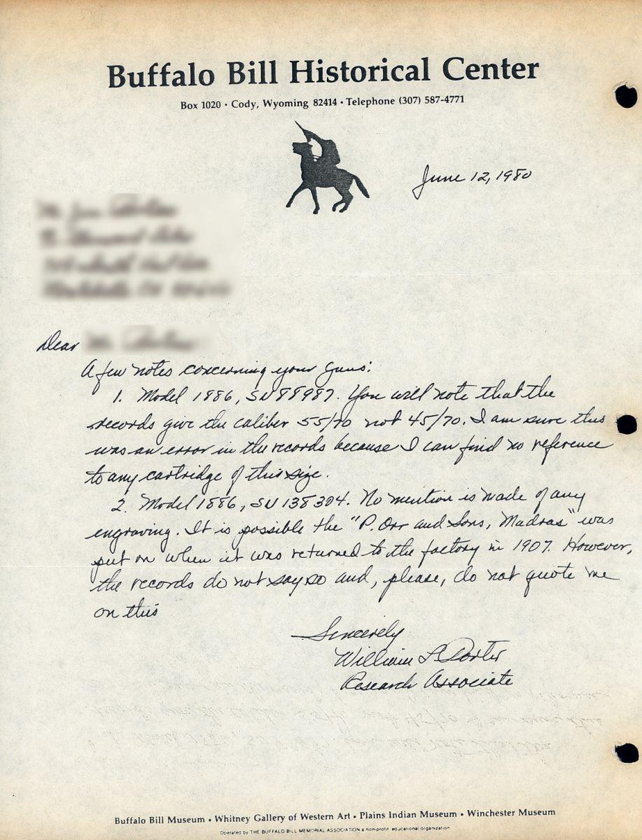 Winchester Model 1886 Takedown Lever Action Rifle with Factory Letter