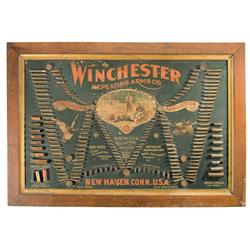 Scarce and Desirable Framed Winchester Double W Cartridge Display Board