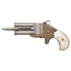 Extremely Rare Nimschke Panel Scene Engraved Frank Wesson Small Frame Superposed Pistol with Sliding