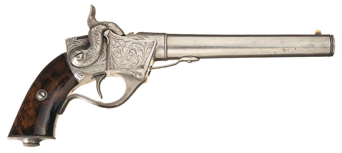 Rare Factory Engraved Sharps Breech Loading Single Shot Pistol