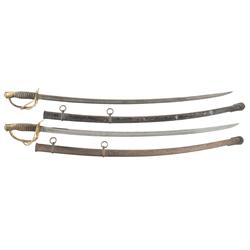 Two Civil War U.S. Model 1860 Light Cavalry Sabers