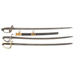 Ames Staff and Field U.S. Model 1833 Dragoon Saber, Non-Regulation U.S. Model 1800 Officers Sword an