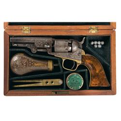 Cased Factory Engraved Colt Model 1849 Pocket Revolver