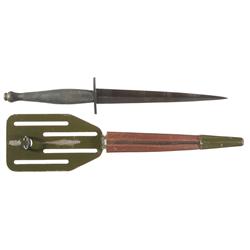 WWII OSS Combat Stiletto with Scarce  Pancake Flipper  Sheath