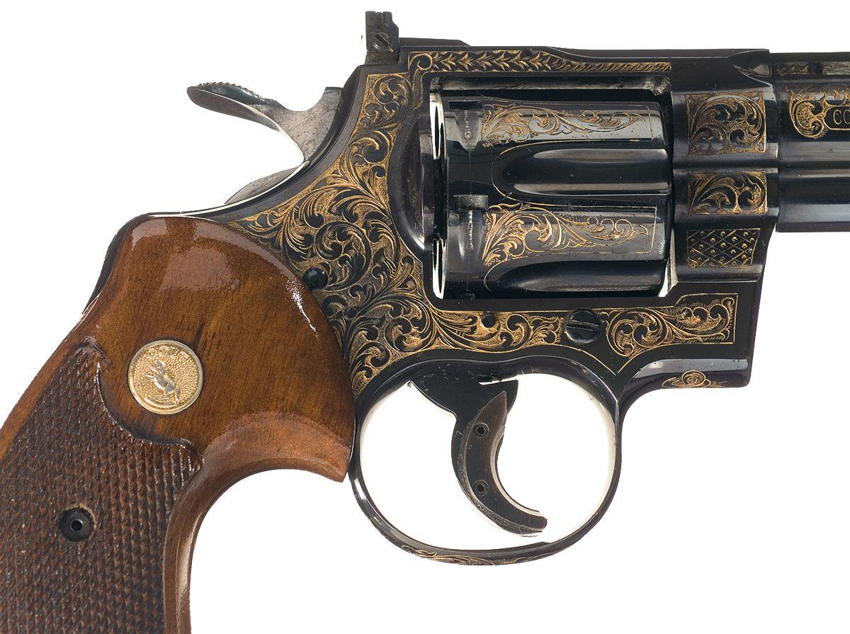 Engraved and Gold Highlighted Colt Python Double Action Revolver with ...