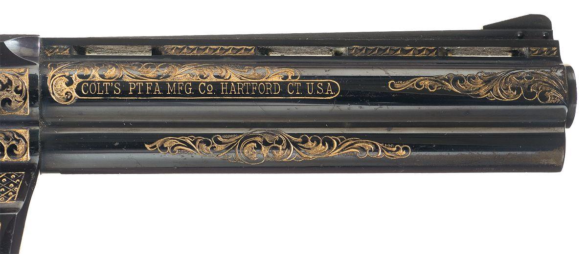 Engraved and Gold Highlighted Colt Python Double Action Revolver with ...