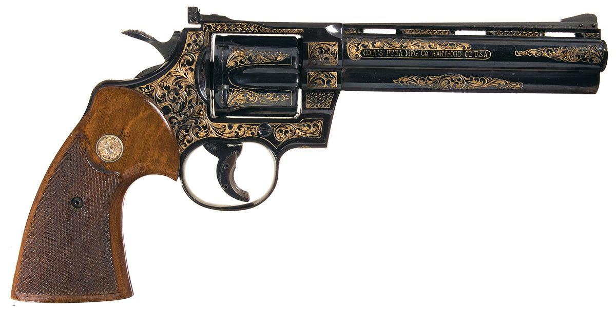 Engraved and Gold Highlighted Colt Python Double Action Revolver with ...