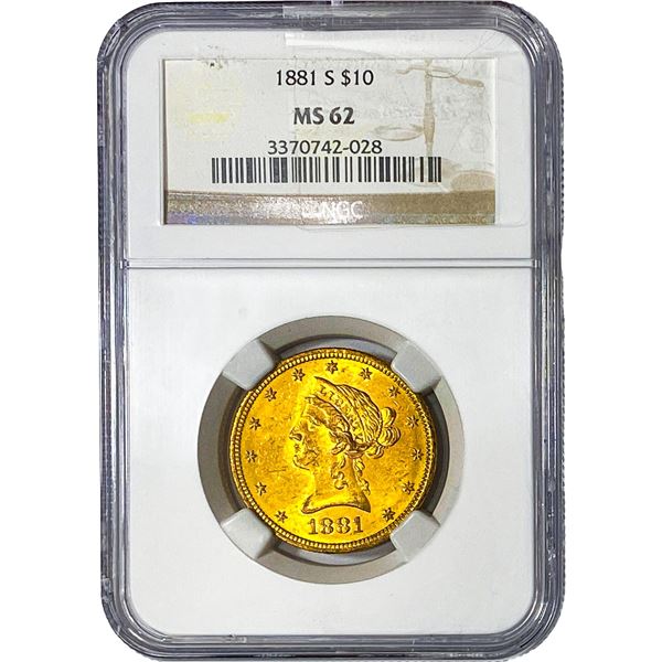 1881-S $10 Gold Eagle NGC MS62