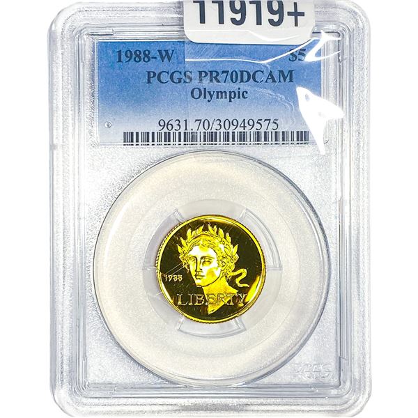 1988-W 1/4oz Gold $5- Olympic PCGS PR70 DCAM