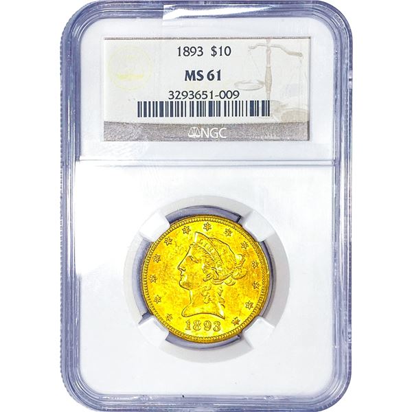 1893 $10 Gold Eagle NGC MS61