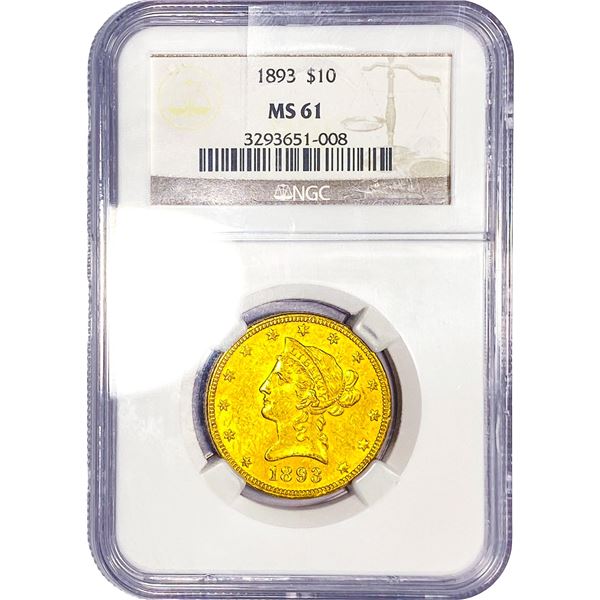 1893 $10 Gold Eagle NGC MS61