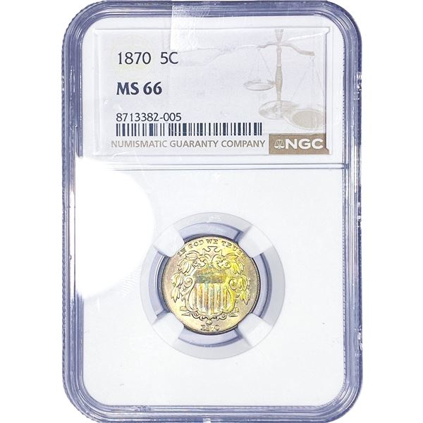 1870 Shield Nickel NGC MS66