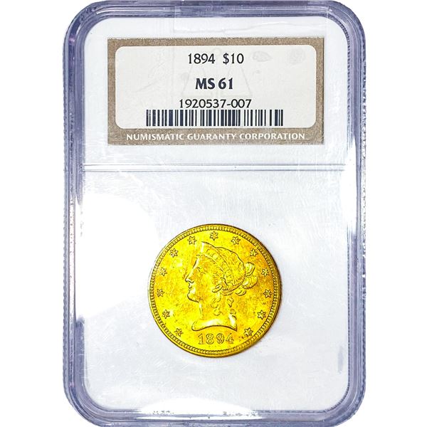 1894 $10 Gold Eagle NGC MS61