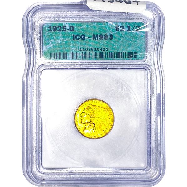1925-D $2.50 Gold Quarter Eagle ICG MS63