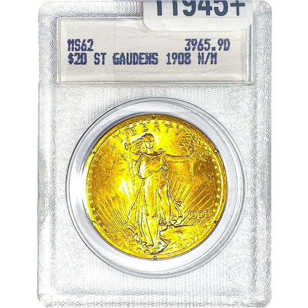 1908 $20 Gold Double Eagle Blanchard MS62