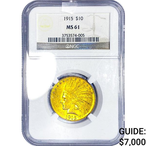 1915 $10 Gold Eagle NGC MS61
