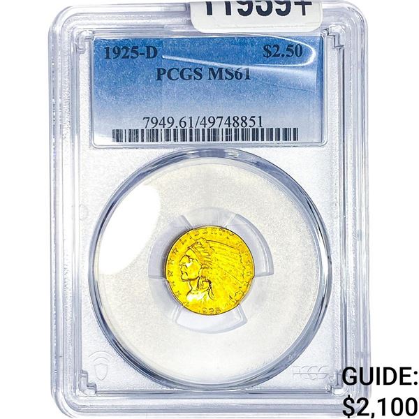 1925-D $2.50 Gold Quarter Eagle PCGS MS61