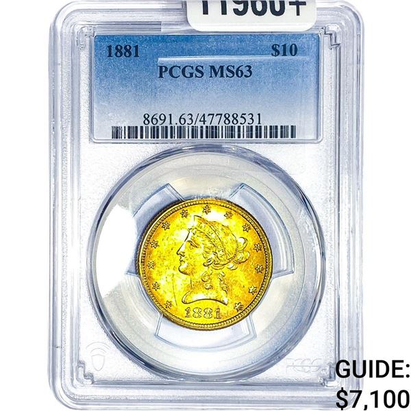 1881 $10 Gold Eagle PCGS MS63