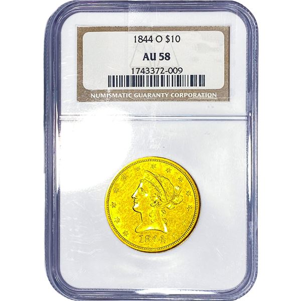 1844-O $10 Gold Eagle NGC AU58