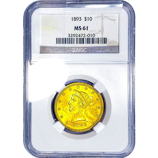 1893 $10 Gold Eagle NGC MS61