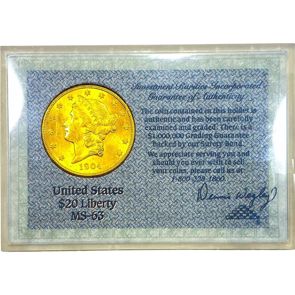 1904 $20 Gold Double Eagle Invest. Rarities MS63