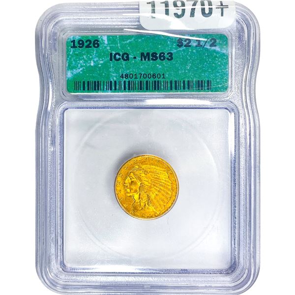 1926 $2.50 Gold Quarter Eagle ICG MS63