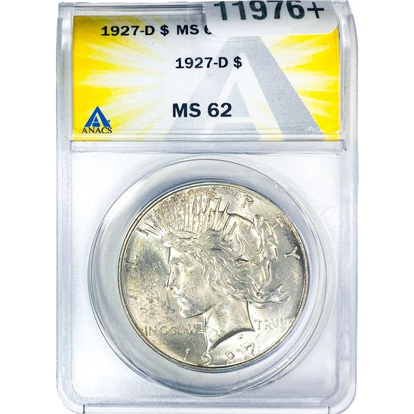 1927-D Silver Peace Dollar ANACS MS62