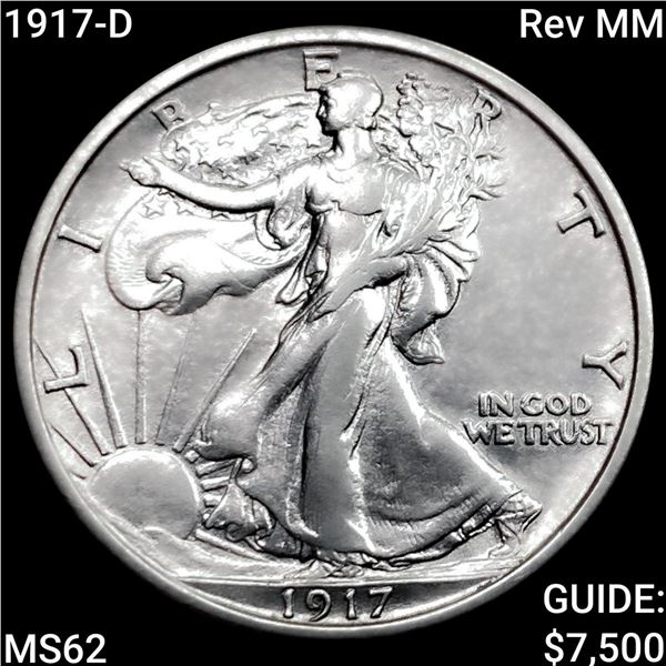 1917-D Rev MM Walking Liberty Half Dollar UNCIRCULATED