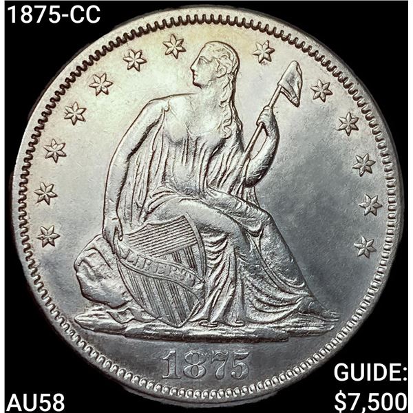 1875-CC Seated Liberty Half Dollar CHOICE AU