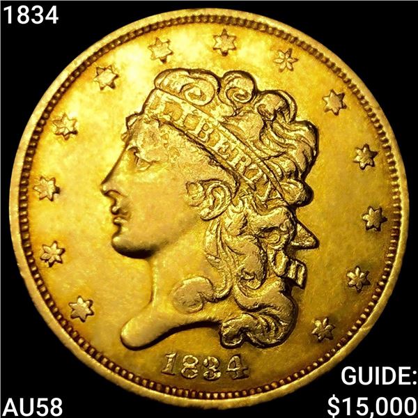 1834 $5 Gold Half Eagle CHOICE AU