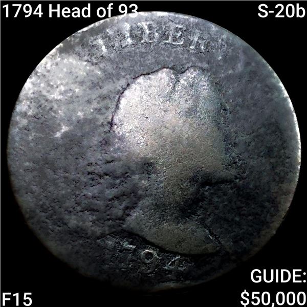 1794 Head of 93 S-20b Liberty Cap Large Cent NICELY CIRCULATED