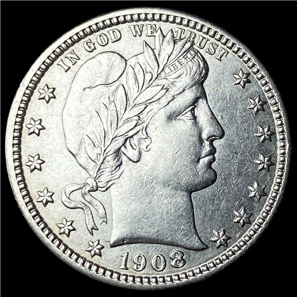 1908-D Silver Barber Quarter CHOICE AU