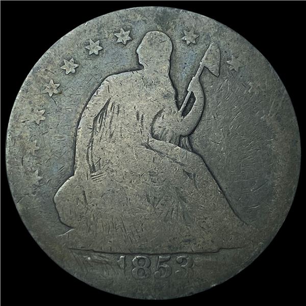 1853 Arrows/Rays Seated Liberty Half Dollar  NICELY CIRCULATED