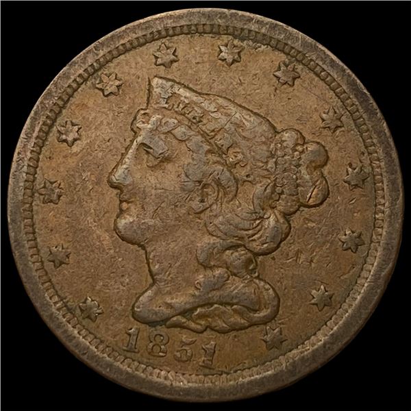 1851 Braided Hair Half Cent NEARLY  UNCIRCULATED
