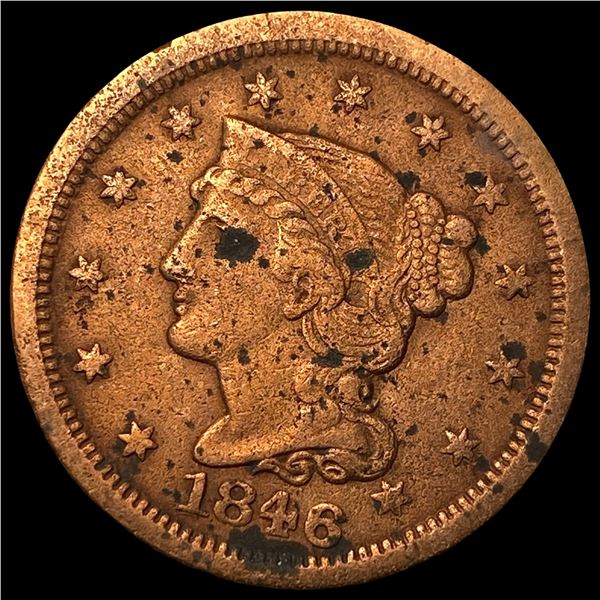 1846 Braided Hair Large Cent LIGHTLY  CIRCULATED