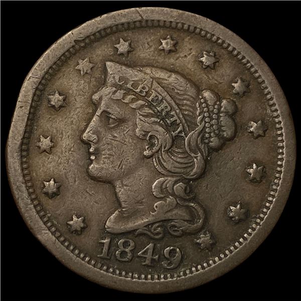 1849 Braided Hair Large Cent NEARLY  UNCIRCULATED
