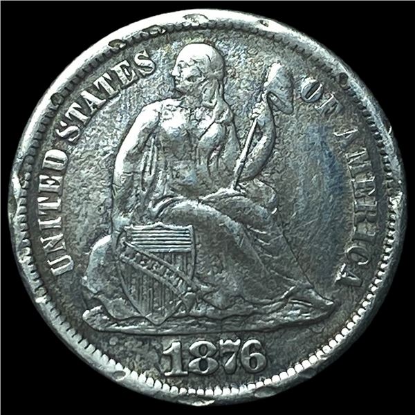 1876-CC Silver Seated Liberty Dime NEARLY  UNCIRCULATED