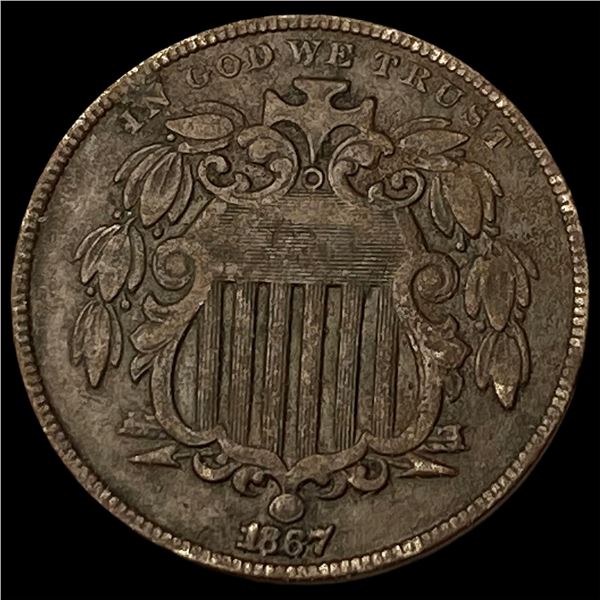 1867 Shield Nickel NEARLY UNCIRCULATED