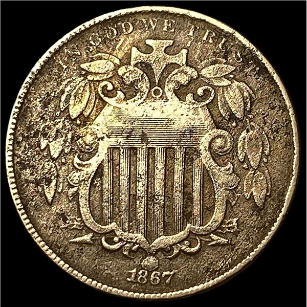 1867 Shield Nickel NEARLY UNCIRCULATED