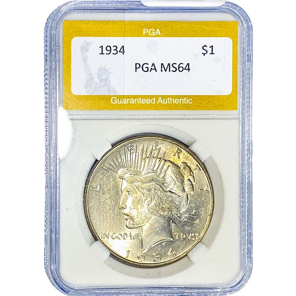 1934 Silver Peace Dollar PGA MS64